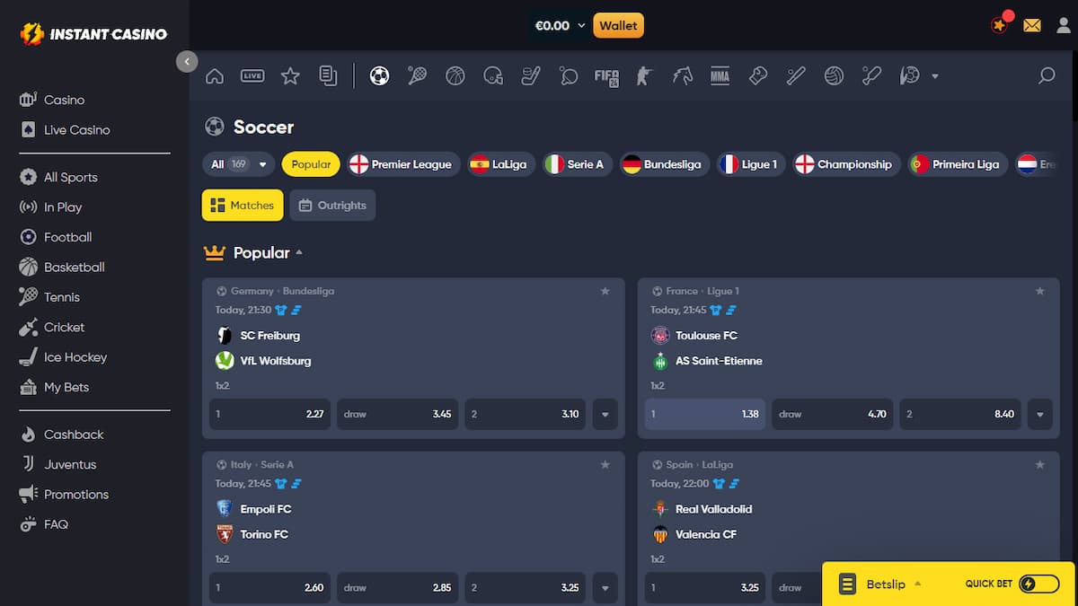 soccer instant casino