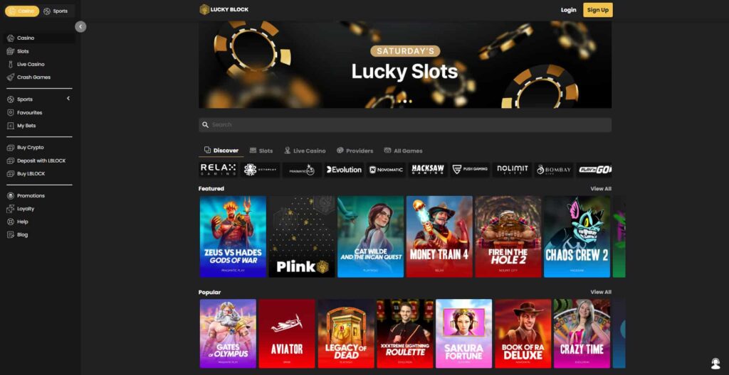 lucky block casino home page