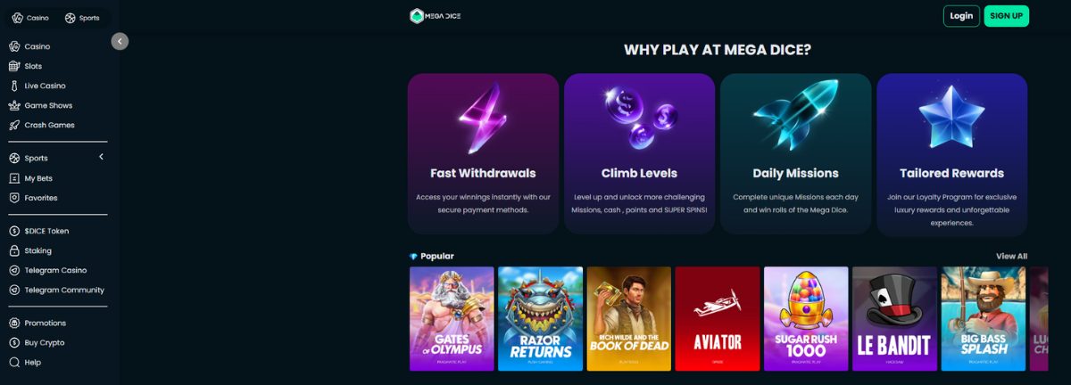 mega dice homepage