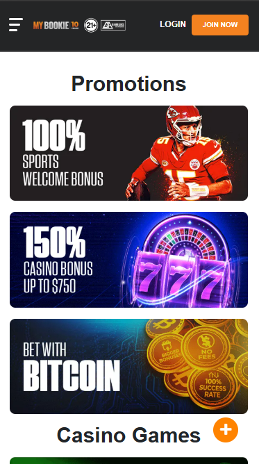 MyBookie promotions page