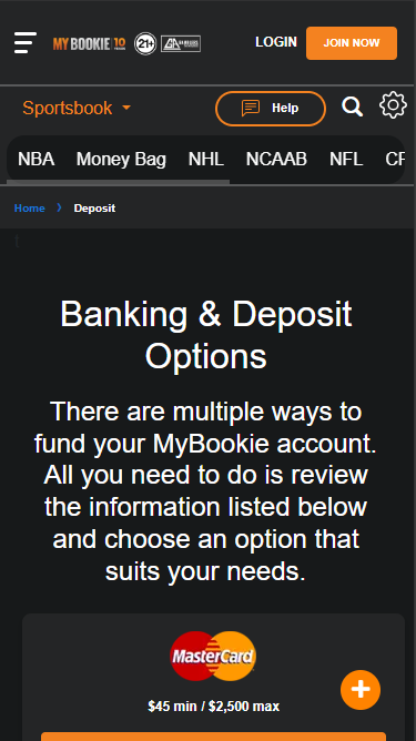 MyBookie payment methods
