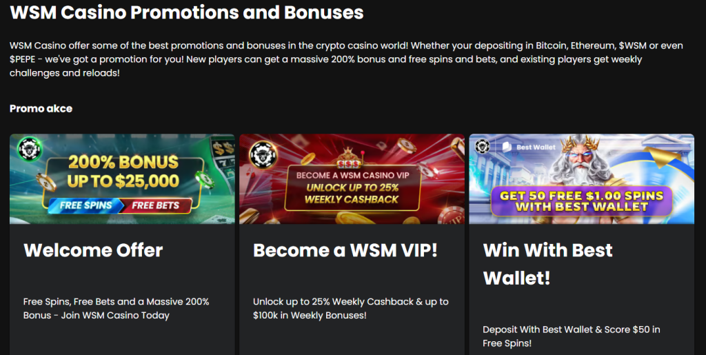 Bonuses at WSM casino