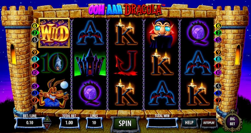 Ooh aah Dracula slot game grid with 3 x 5 reels.