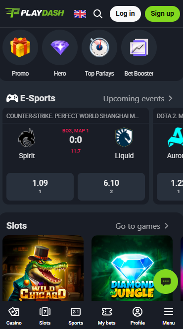 Playdash SG casino homepage
