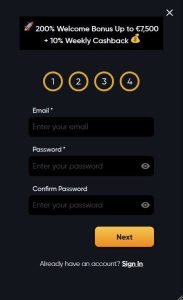 rejestracja w coin casino
