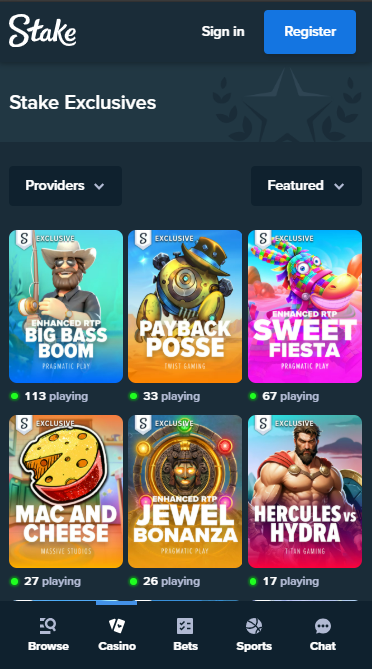 stake casino exclusives games