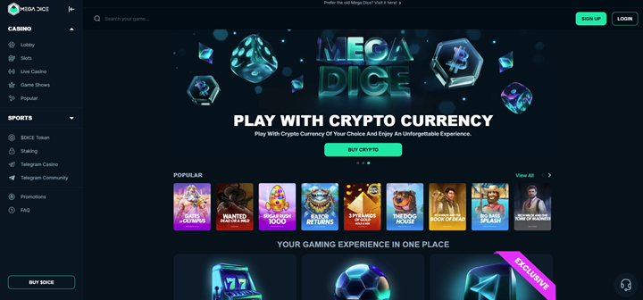 mega dice welcome bonus and games for Malaysian gamblers