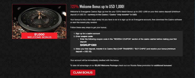 A snapshot of Everygame Bonus Codes