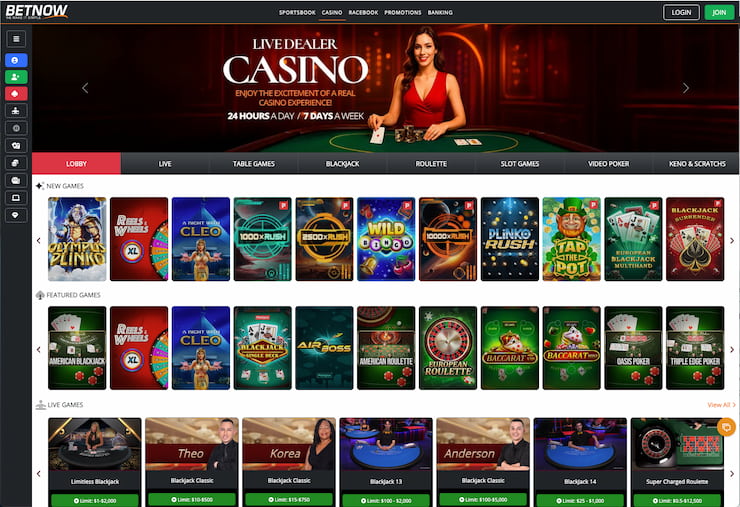 A look at BetNow's casino offering 