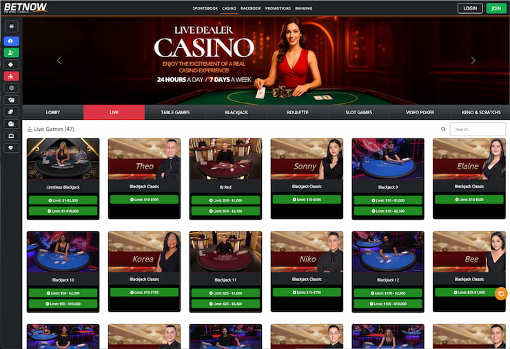 Check out the BetNow live dealer suite