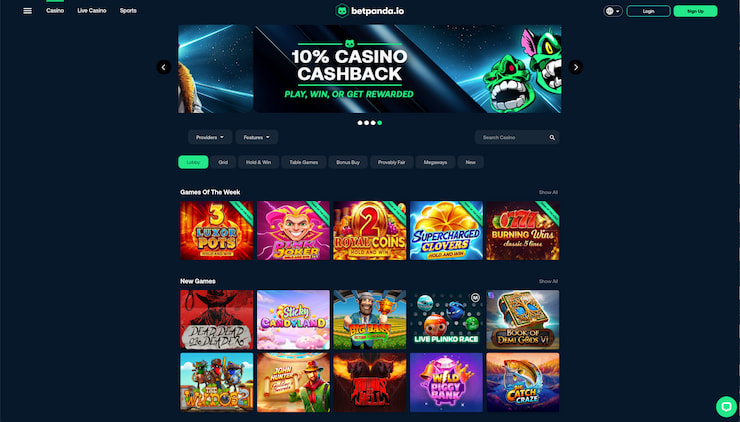 A look at the Betapanda metaverse casino homepage