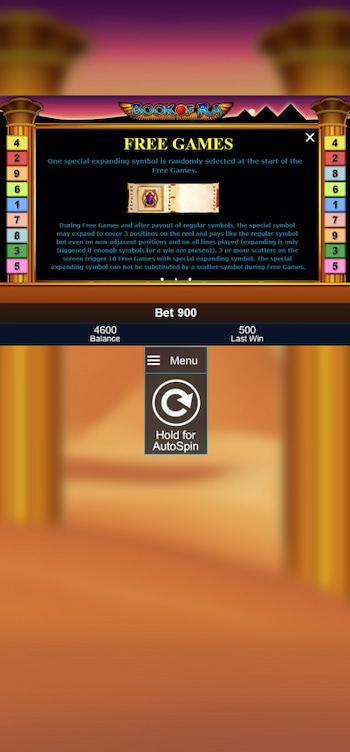 Book of Ra Slots Game Screen Mobile
