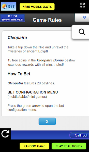 Cleopatra Slot Machine Game Rules Mobile
