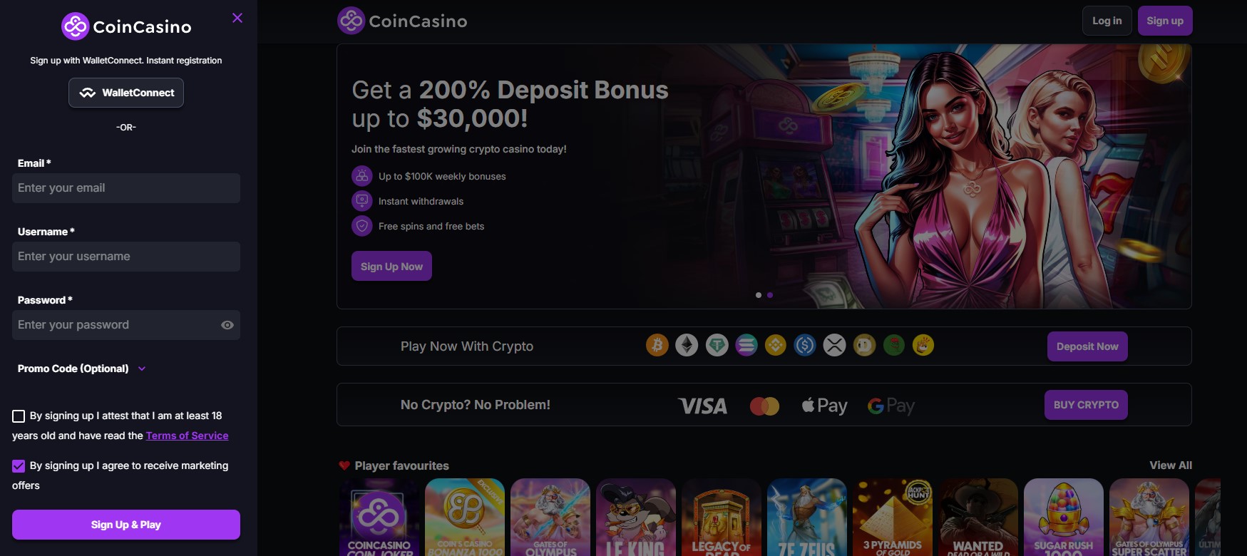 2. Creating a CoinCasino Account Avalanche Casino