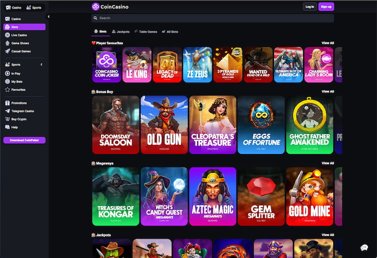 The CoinCasino slots library at Metaverse casino 