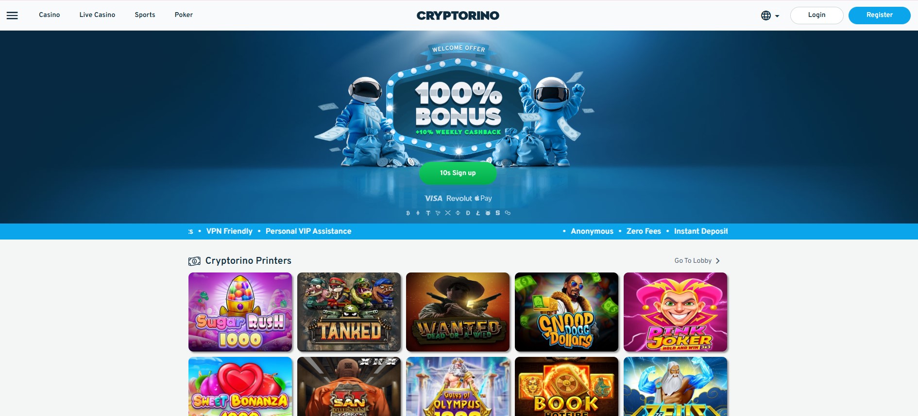 Cryptorino – Most Private Monero Casino with Full Anonymous Access