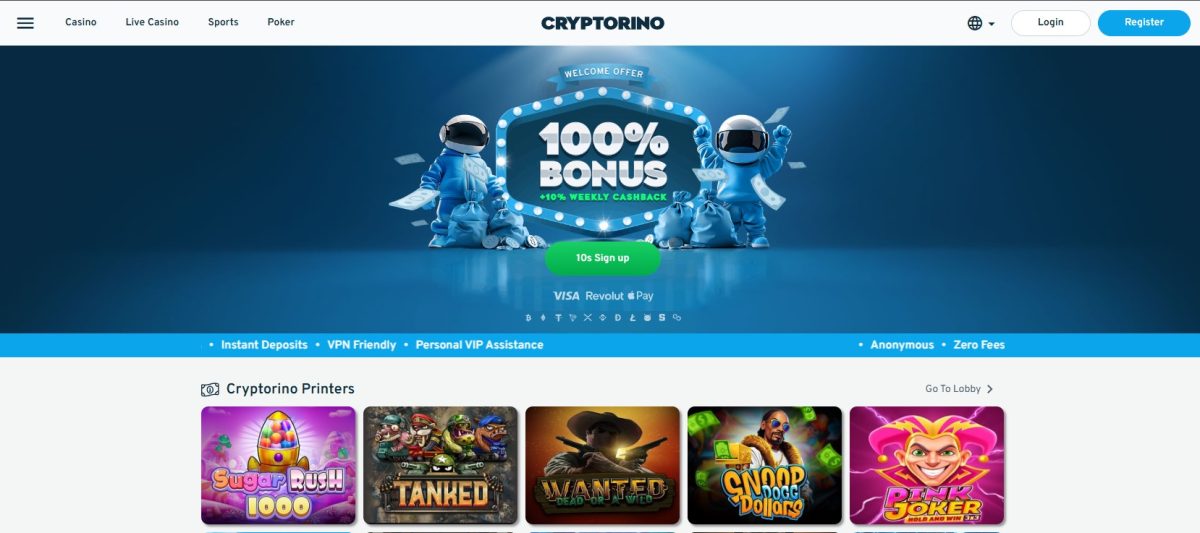 #5 Cryptorino – Excellent Shiba Inu (SHIB) Casino for Game Variety