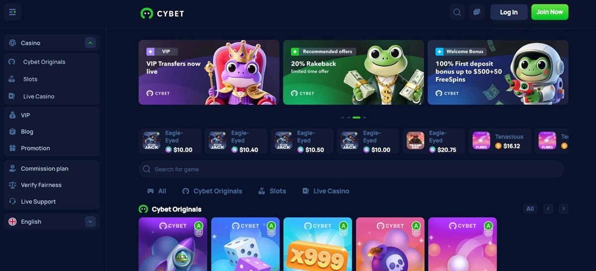 Cybet – 5,000+ Casino Games with Seamless ALGO Transactions