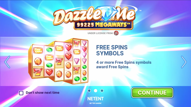 Dazzle Me Megaways Slot Title Screen
