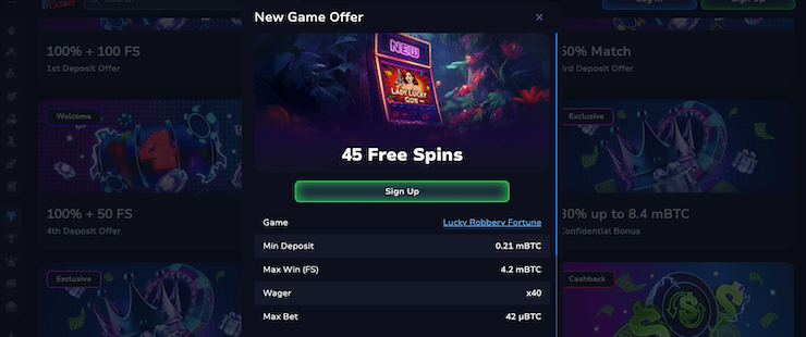 A snapshot of the Free Spins Bonus at 7Bit Casino
