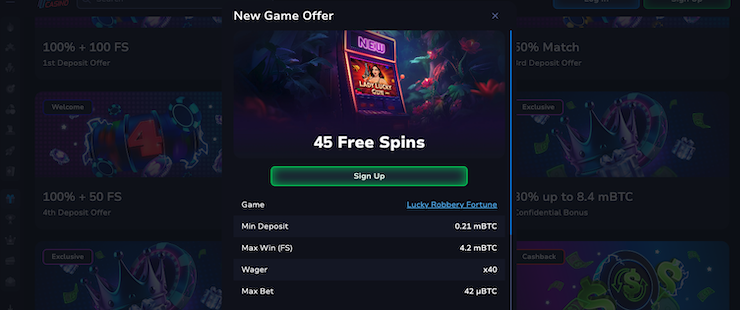 A snapshot of the Free Spins Bonus at 7Bit Casino