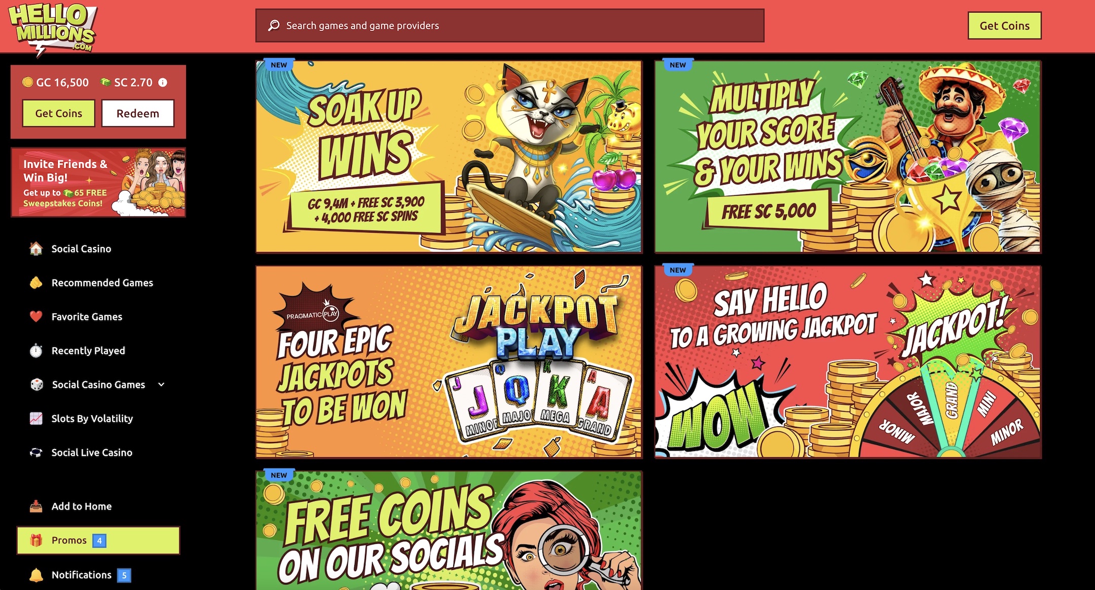 Hello Millions Casino Screenshot
