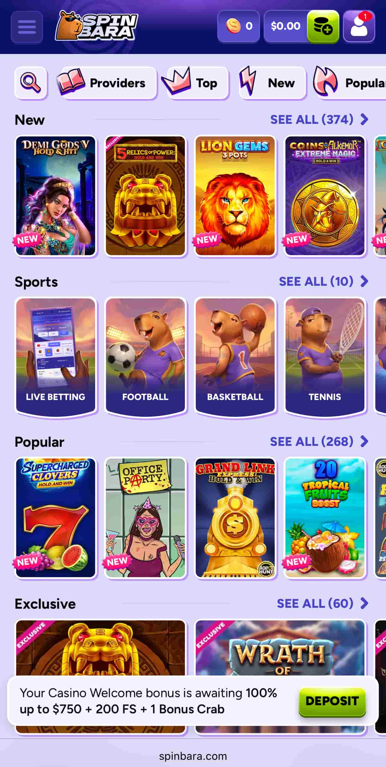 Spinbara - one of the best casino apps in Ontario