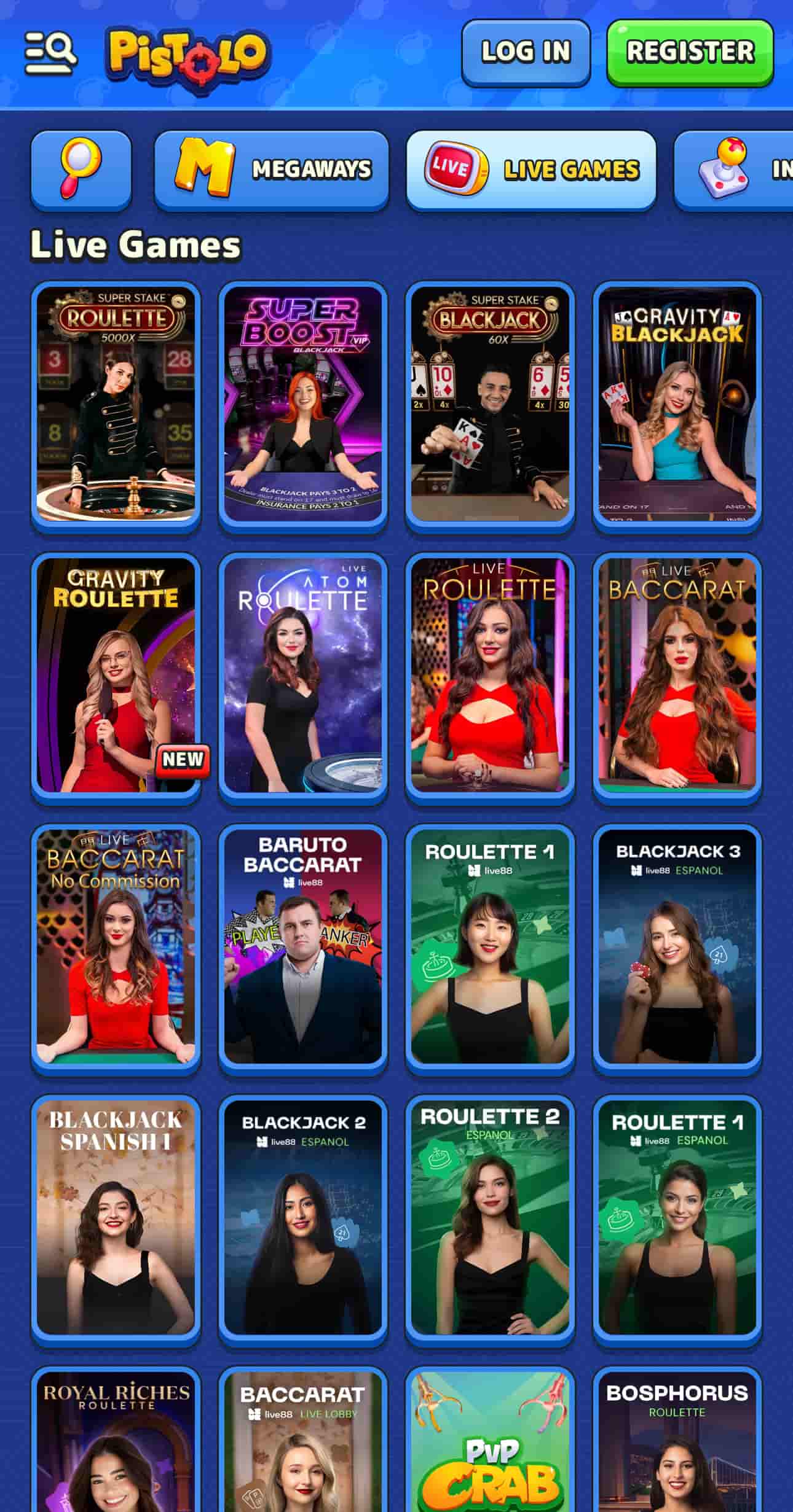 a preview of the live dealers at Pistolo Casino