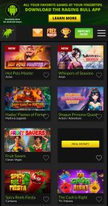 Online slots at Raging Bull Slots mobile site