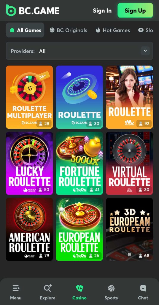 Online roulette at BC Game mobile intependent casino