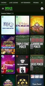 Online poker at Wild Casino mobile site