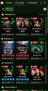 Live dealers at Wild Casino mobile site
