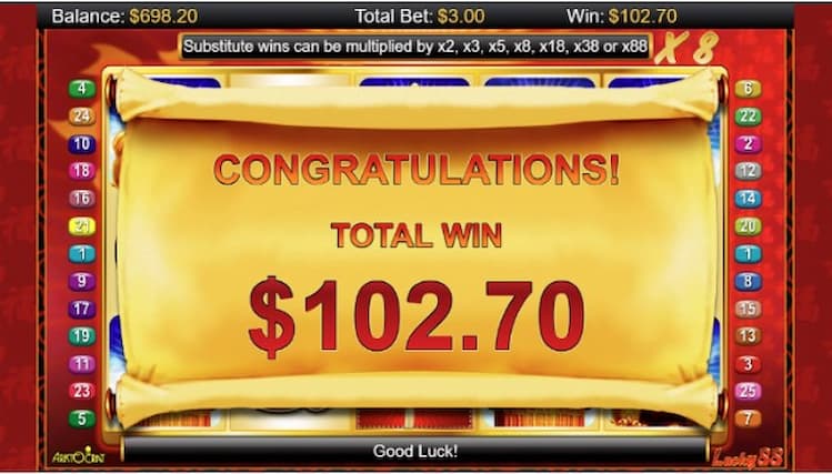 Lucky 88 Slot win
