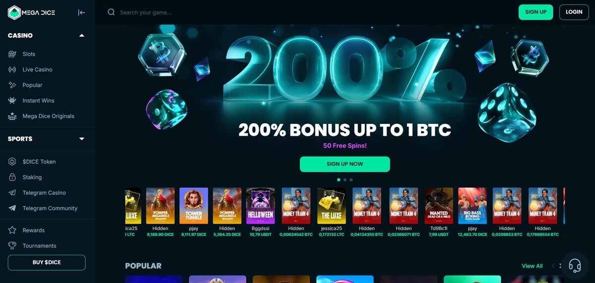 Mega Dice – Huge Selection of Games Including Sports Betting with ALGO