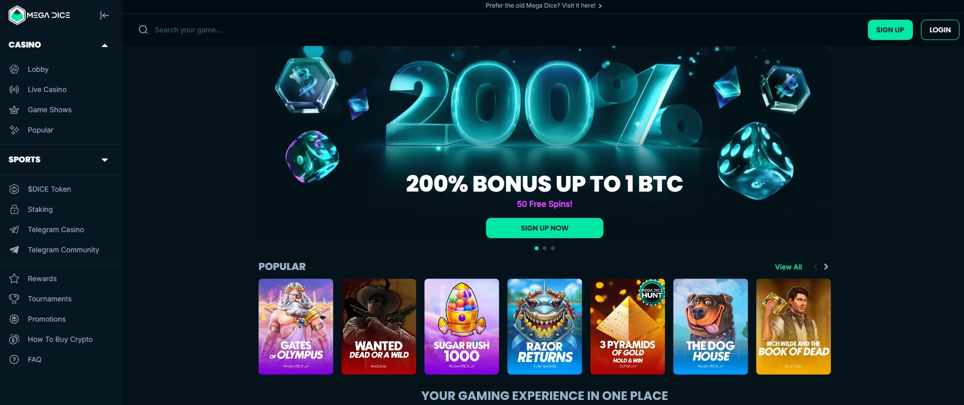 Mega Dice Cardano  casino