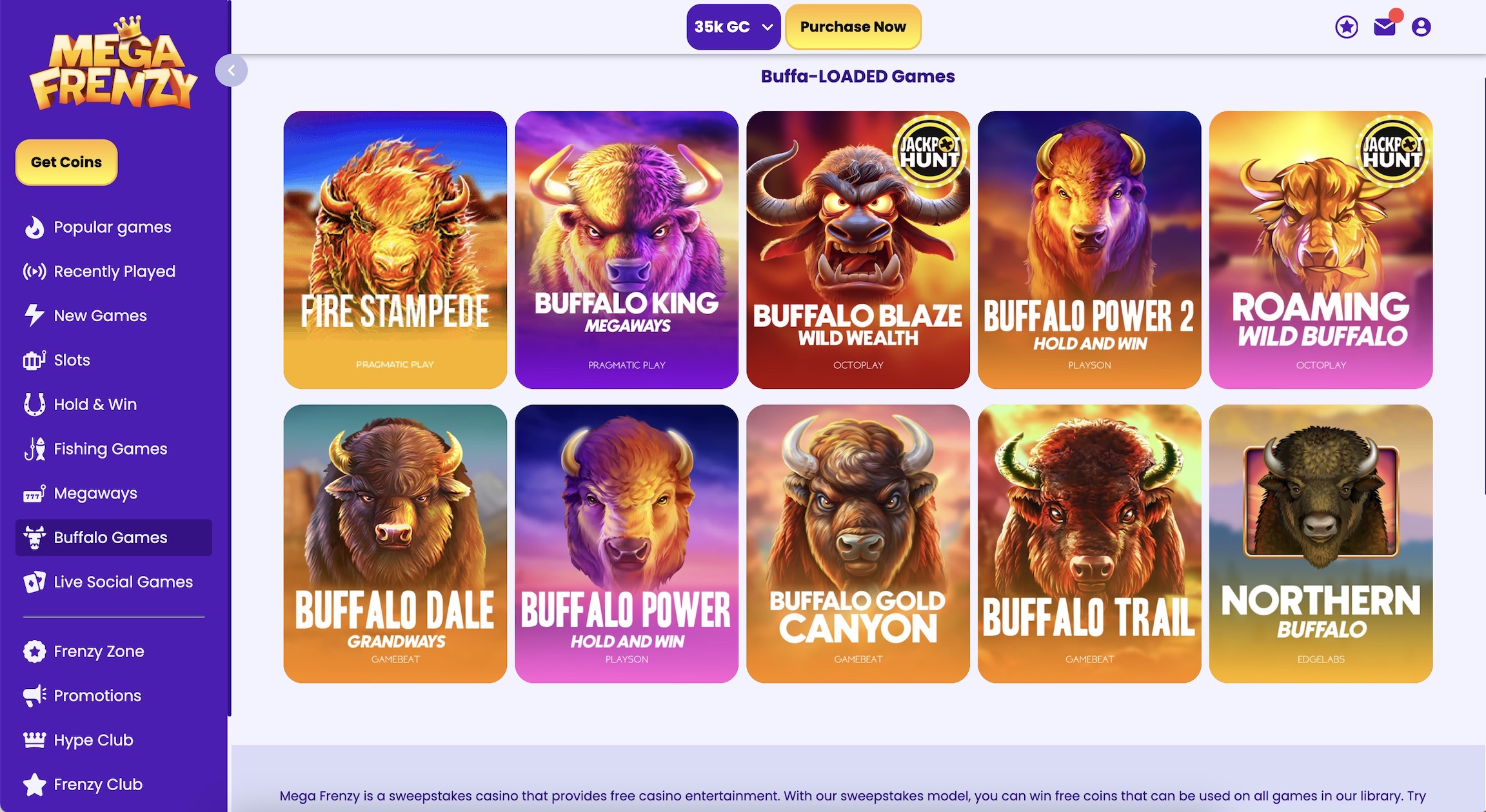 Mega Frenzy buffalo slots buffa-loaded games