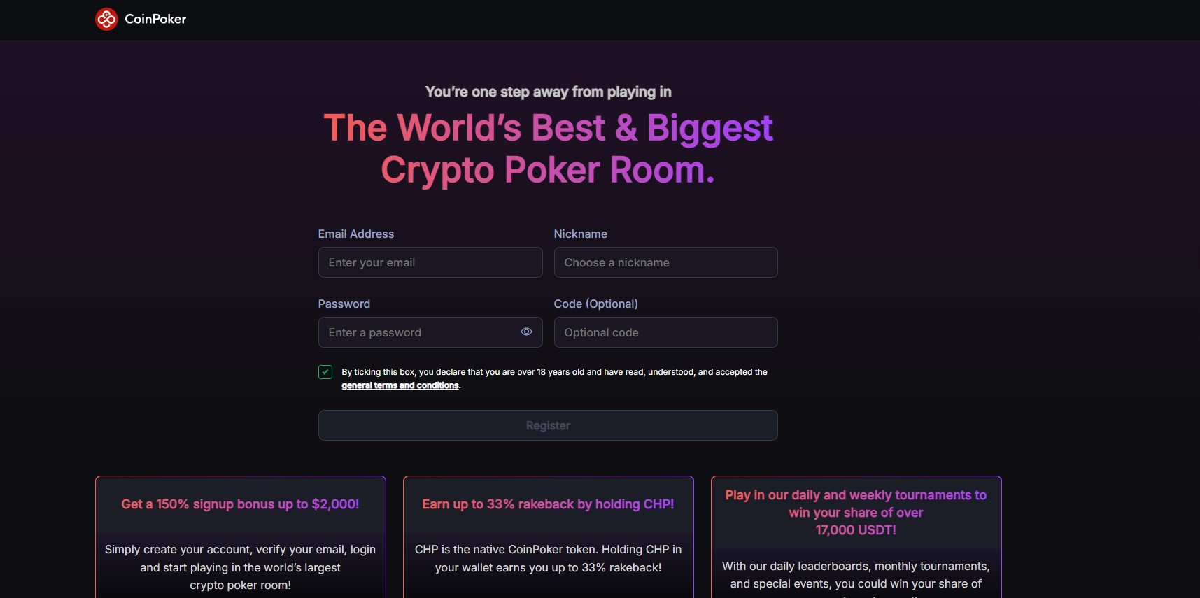 Step 2: Create an Account and Claim Your Bonus