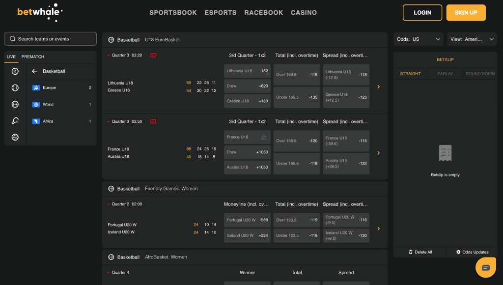 BetWhale for basketball betting online