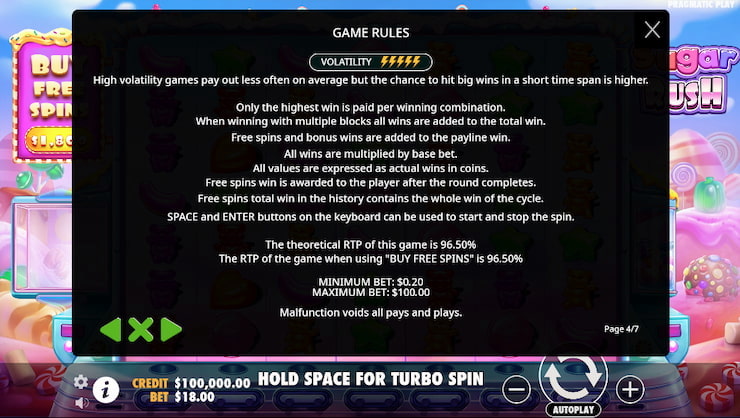Sugar Rush Slot Review: Volatility Screen