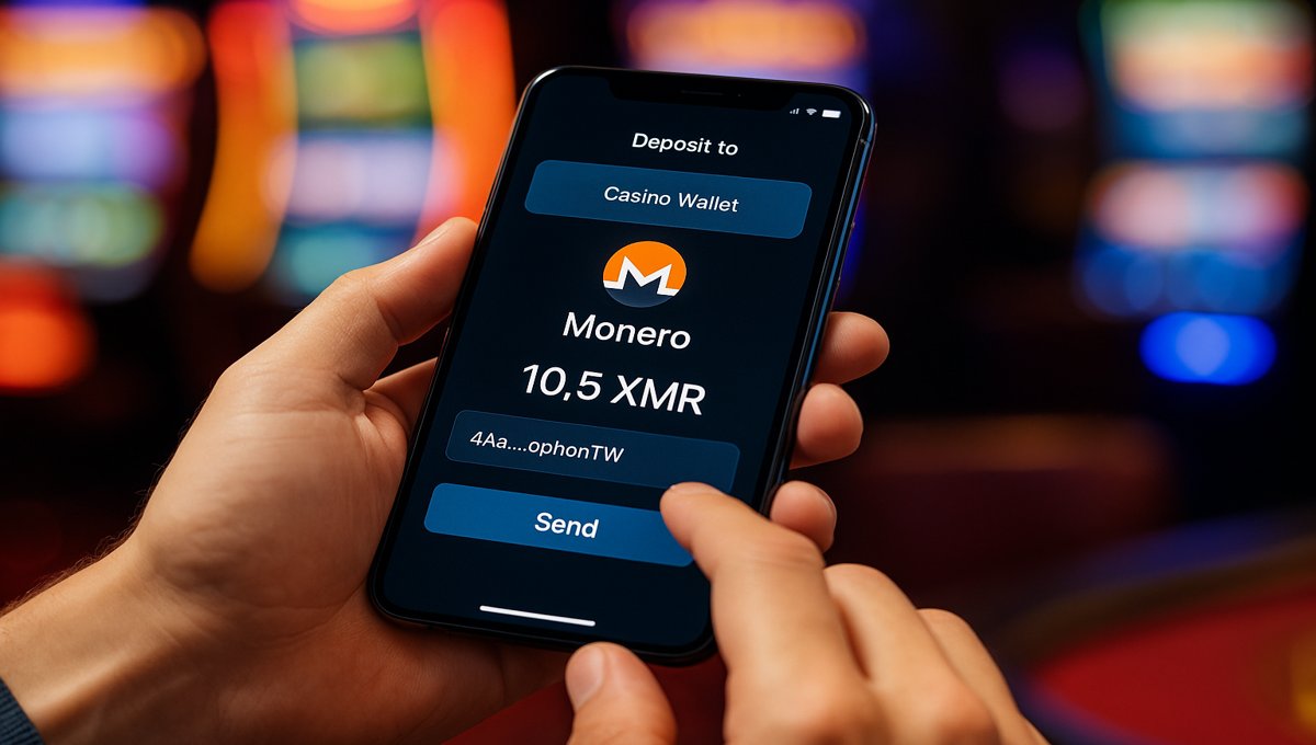 User depositing Monero (XMR) into an online casino wallet on mobile
