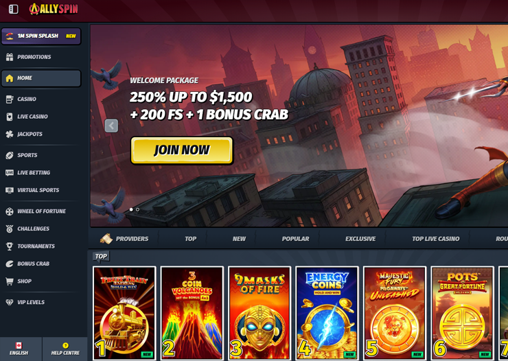 allyspin, one of New Online Casinos Canada, welcome bonus and slots
