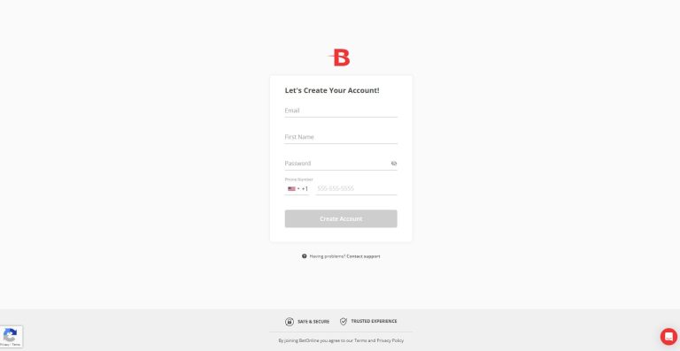 Betonline account creation