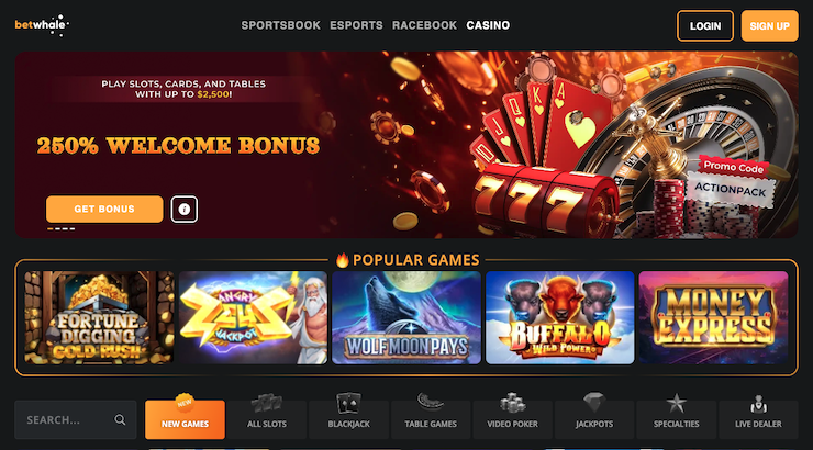 A snapshot of the casino bonus offer at BetWhale Casino