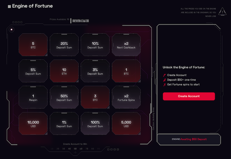 A snapshot of the Ybets Casino Engine Of Fortune Promo