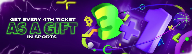 An image displaying the 3+1 sports bonus at JackBit Casino.