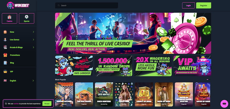An image showing the Wikibet Casino page - a top online casino in Japan
