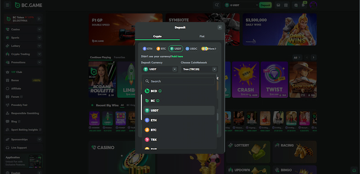 A detailed look at the many deposit methods that BC.Game and other no-KYC gambling casinos have available.