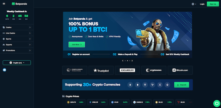 A screenshot of BetPanda's homepage, one of the best new online casinos in the UK.