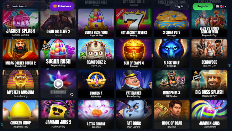 A snapshot of the game selection at Jackbit Casino