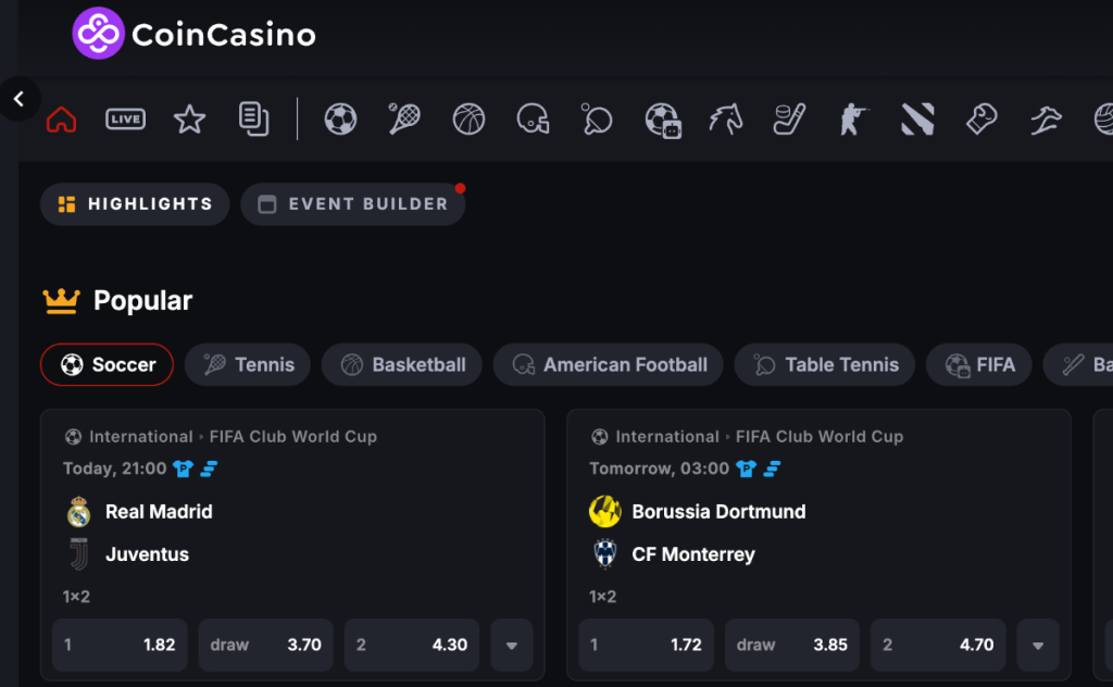 2. CoinCasino – tiesioginis kriptovaliutų pirkimas žaidimams